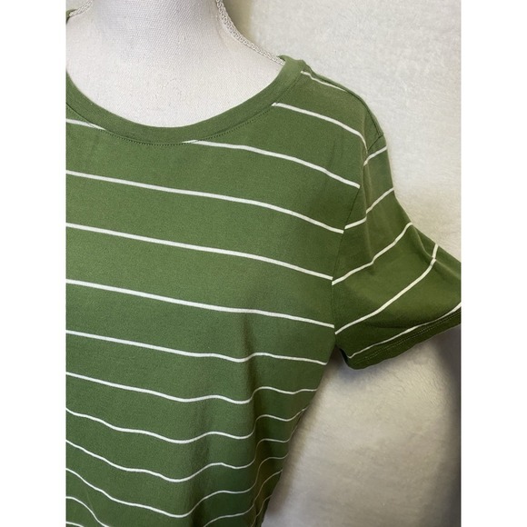 Style & Co Women's XL Feeder Green Striped Cotton T Shirt Top NWT - Picture 3 of 9